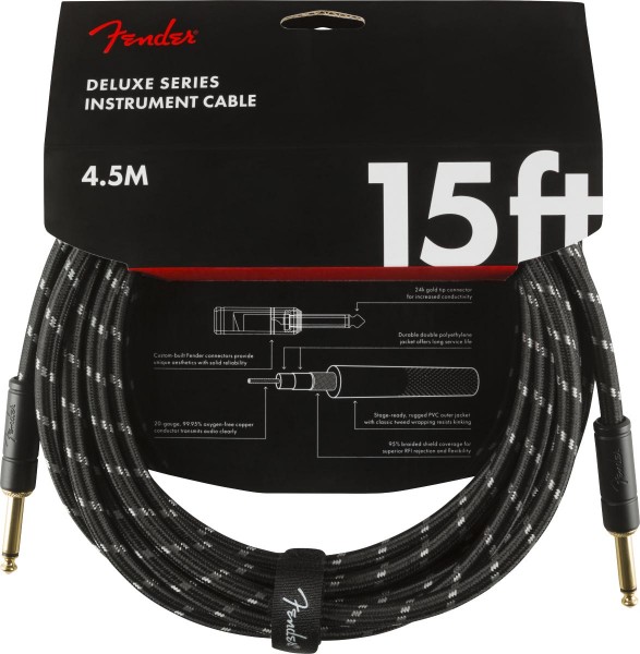 Fender Deluxe Black Tweed Kabel 4,5m Winkel